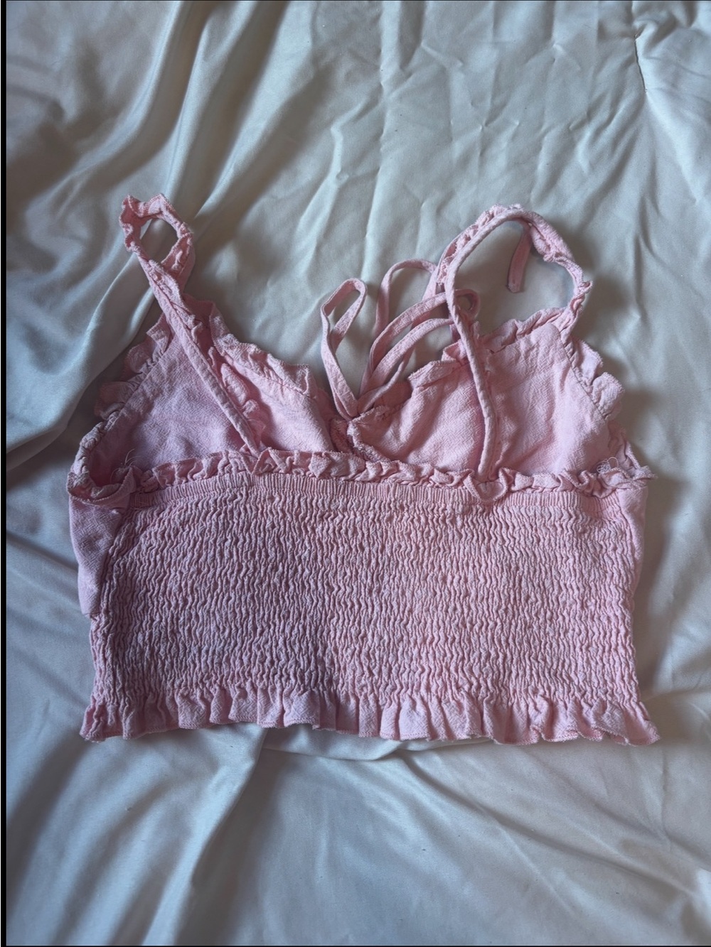 Pink Ruffled Tie-Front Crop Top - Picture 2 of 2